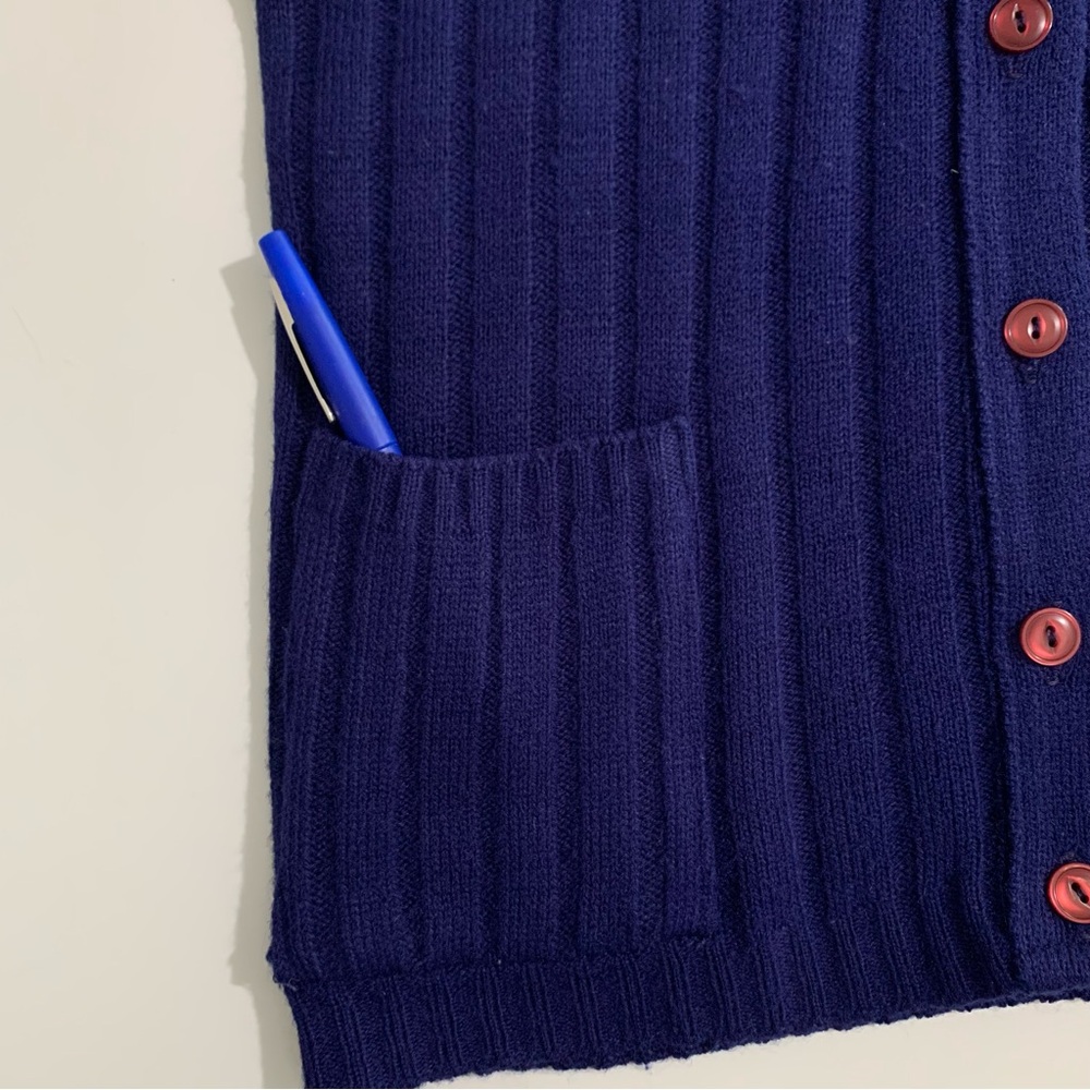 Vintage Montgomery Wards Navy Blue Sleeveless Cable Knit Sweater Vest Medium - Picture 8 of 11